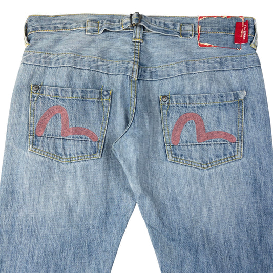 Vintage Evisu Double Gull Embroidered Japanese Denim Jeans Size W34