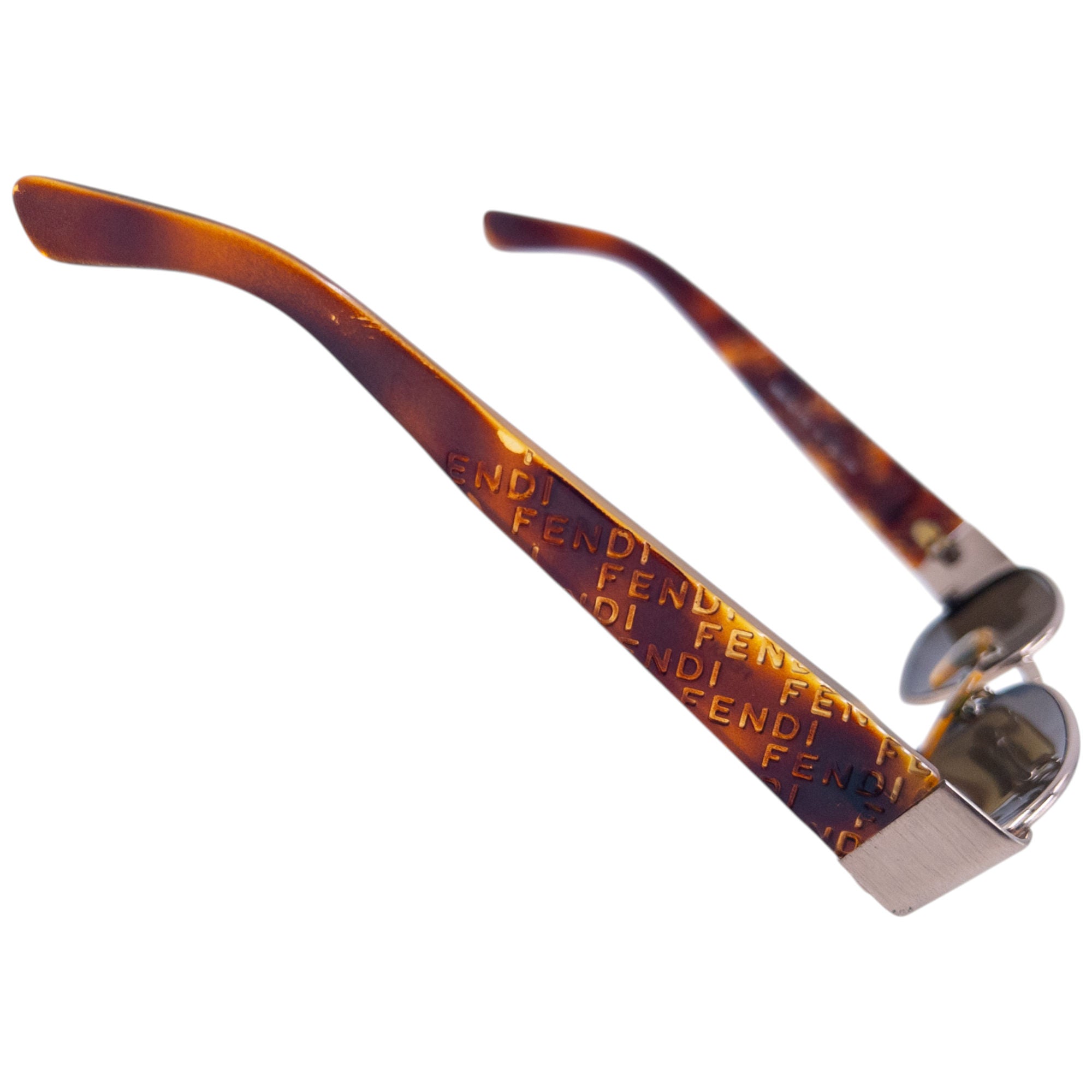 Vintage 90s Fendi Embossed Monogram Tortoise Shell Sunglasses