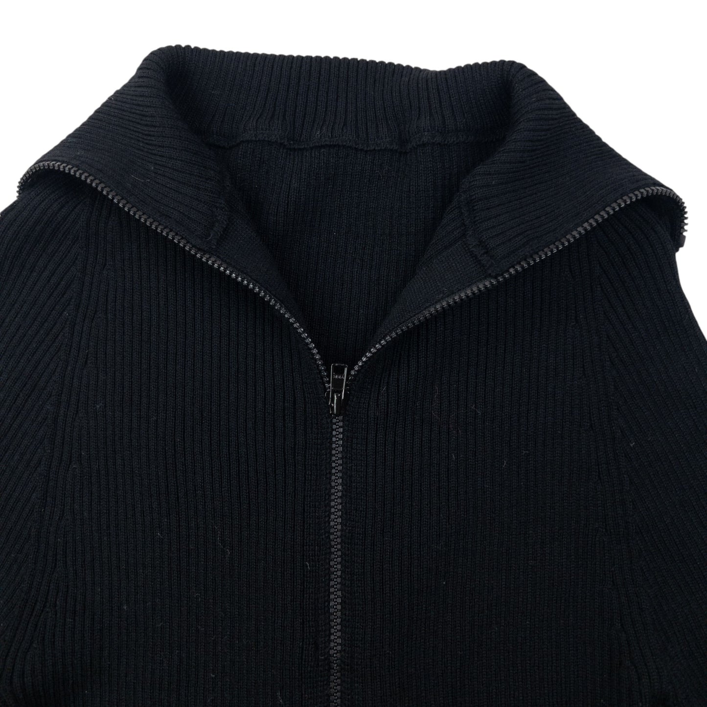 Vintage 2000s Yohji Yamamoto Zip Up Ribbed Wool Jumper Womens Size S