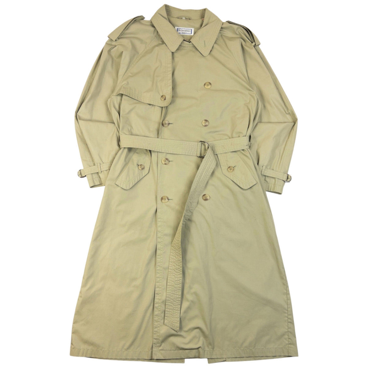 Vintage 80s YSL Yves Saint Laurent Belt Waist Trench Jacket Size XL