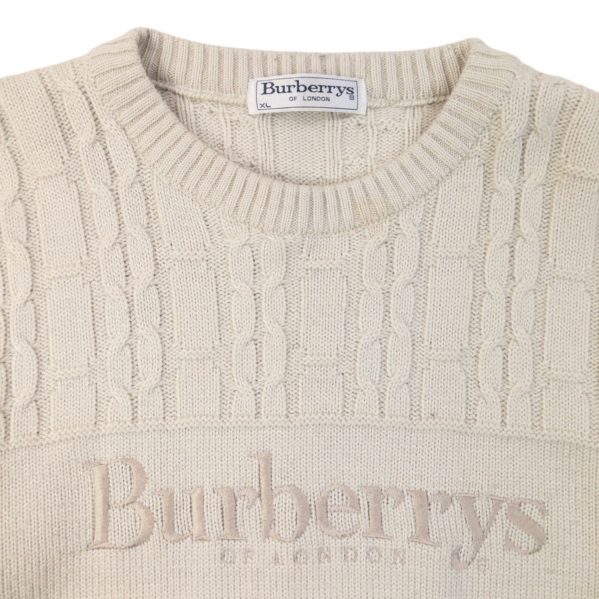 Vintage 90s Burberry Embroidered Wool Knit Jumper Size M