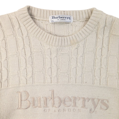Vintage 90s Burberry Embroidered Wool Knit Jumper Size M