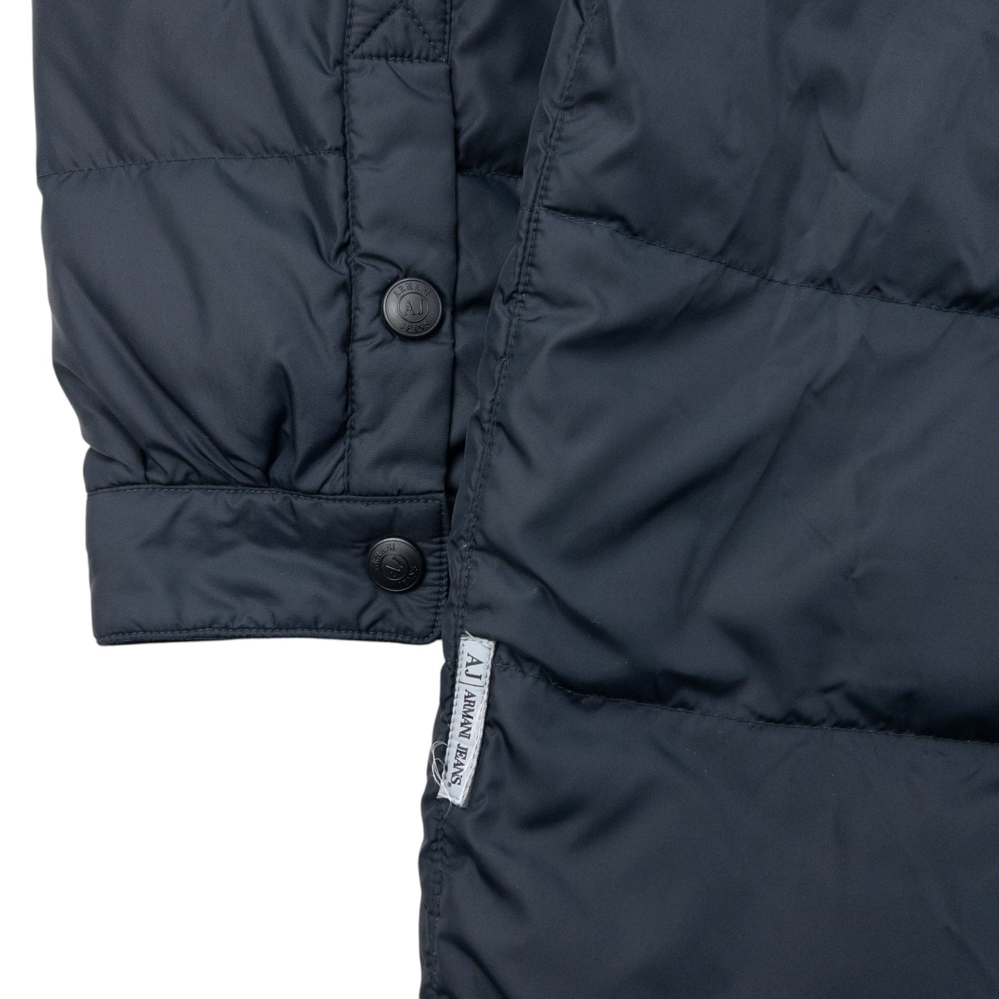Vintage Armani Jeans Button Up Puffer Jacket Size L