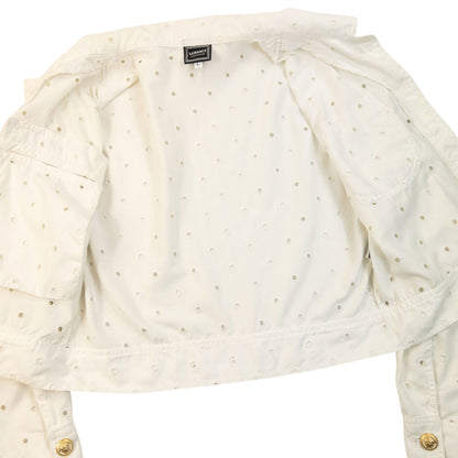 Vintage 90s Versace Jeans Couture Eyelet Pattern Jacket Womens Size L