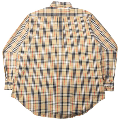 Vintage 90s Burberry Nova Check Long Sleeve Button Up Shirt Size XL