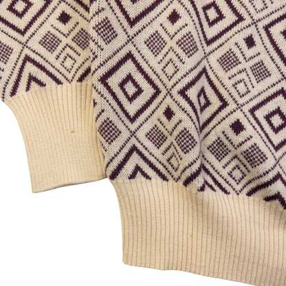 Vintage 80sYSL Yves Saint Laurent Pattern Wool Knit Jumper Size S
