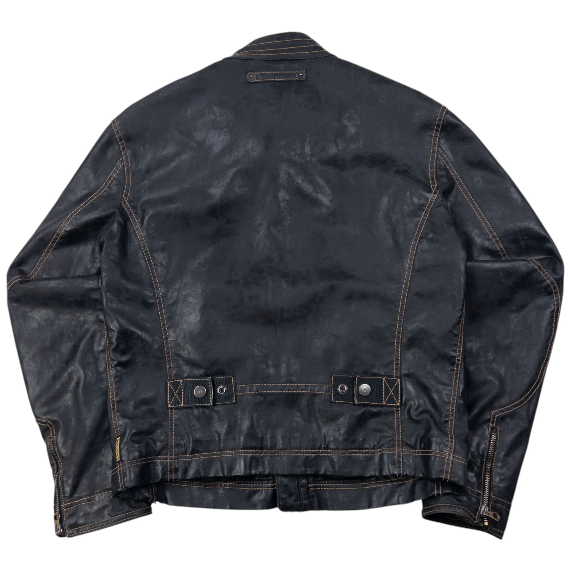 Vintage Armani Jeans Leather Biker Jacket Size S