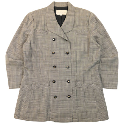Vintage 90s Balenciaga Checkered Jacket & Skirt Suit Set Womens Size L