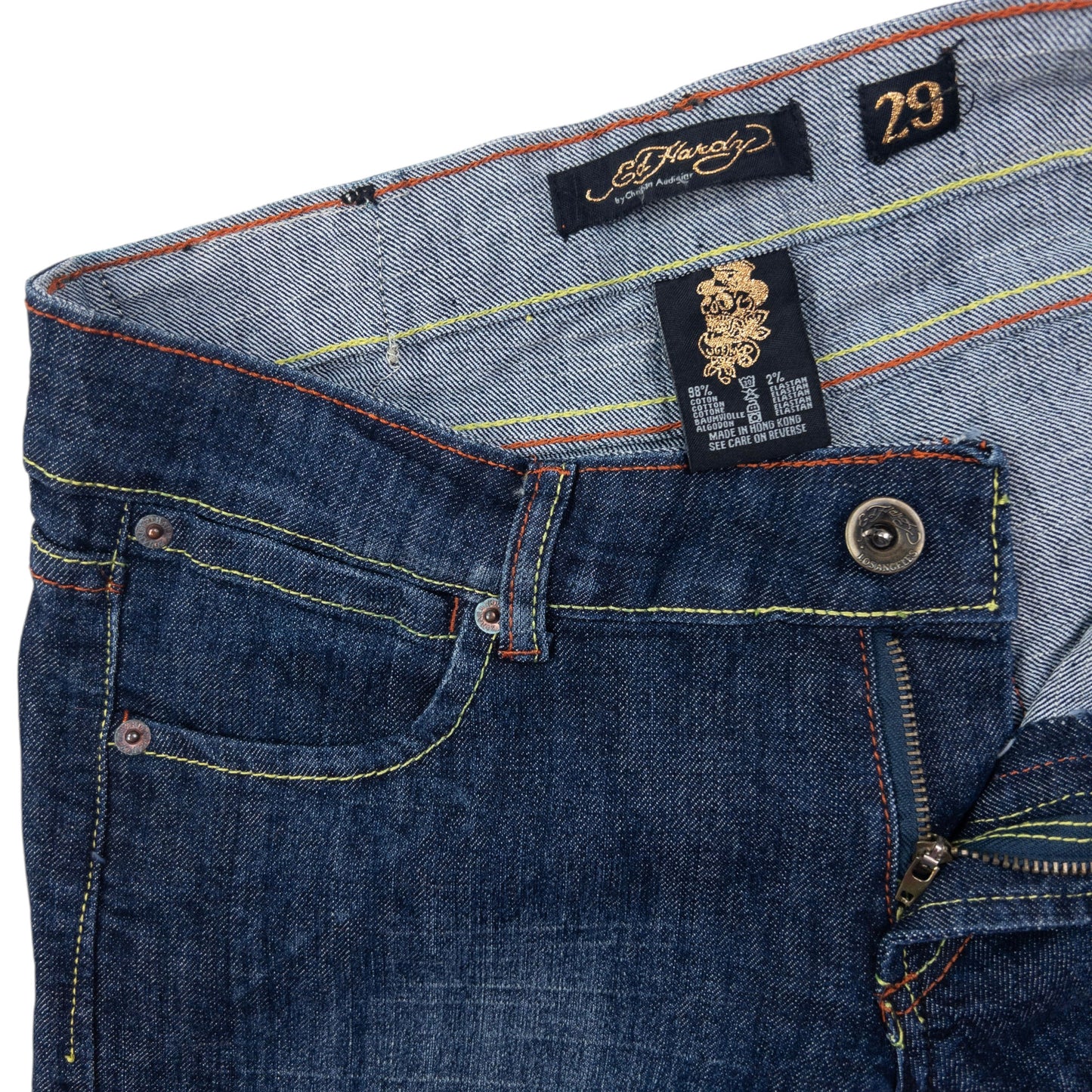 Vintage 2000s Ed Hardy Embroidered Skull Low Rise Denim Jeans Size W31