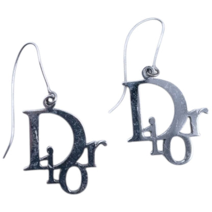 Vintage Dior Silver Logo Earrings