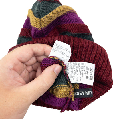 Vintage 2000s Issey Miyake MEN Striped Wool Beanie Hat