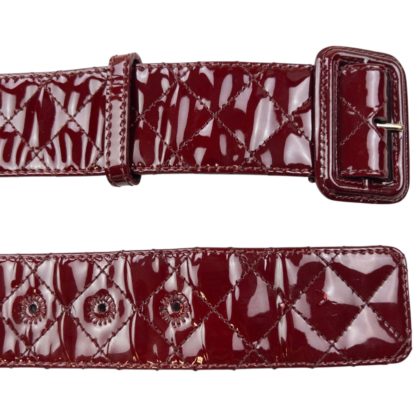 Vintage 2000s Burberry Quilted Patent Leather Belt Size L