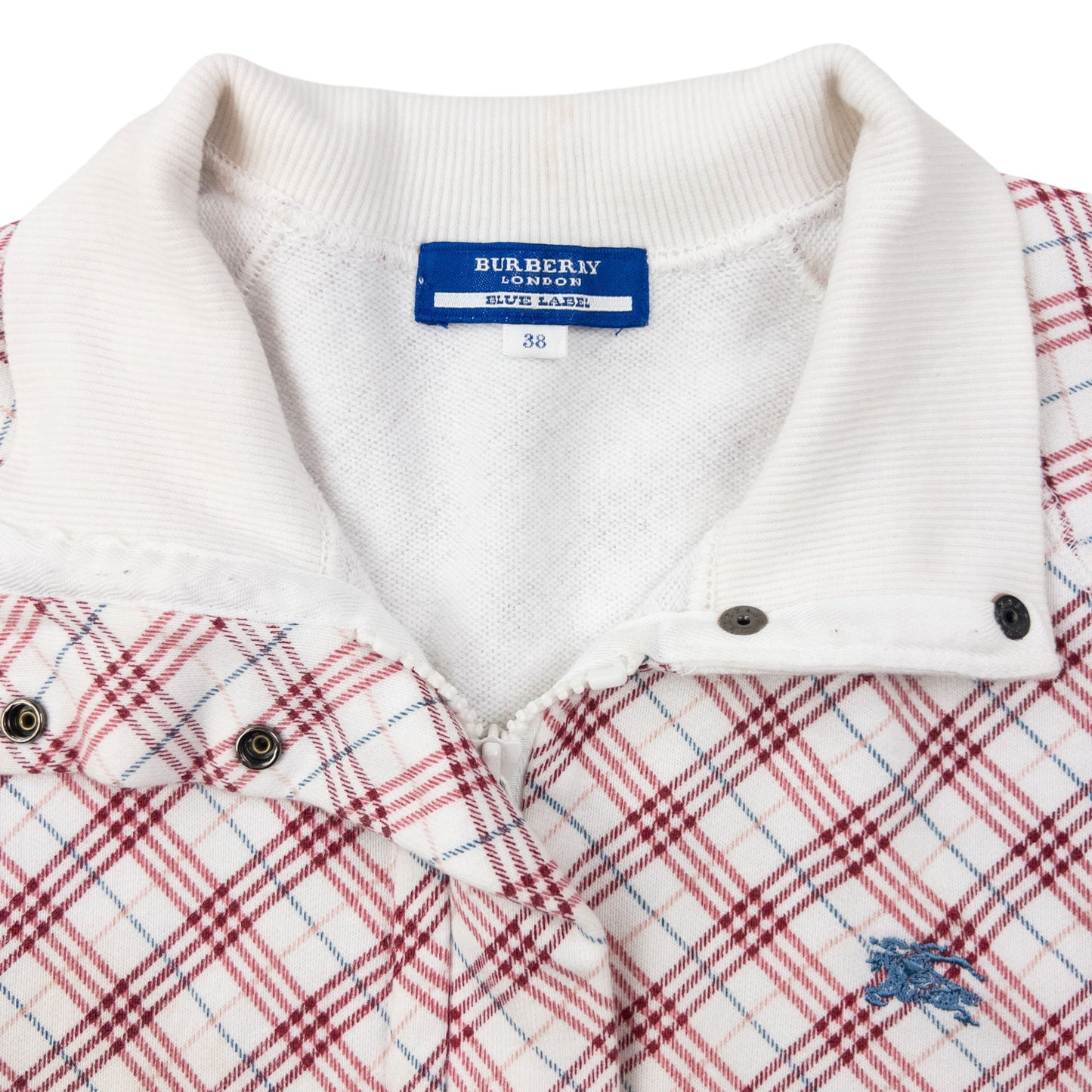 Vintage 2000s Burberry Blue Label Nova Check Zip Up Sweatshirt Womens Size S