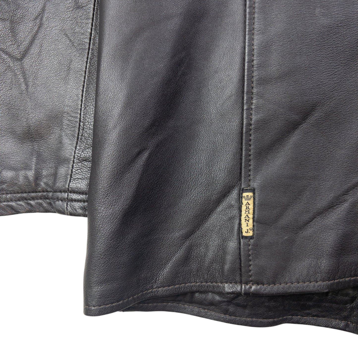 Vintage 2000s Armani Jeans Zip Up Leather Jacket Size L
