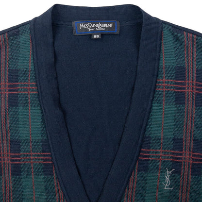 Vintage 90s YSL Yves Saint Laurent Checkered Cardigan Size S