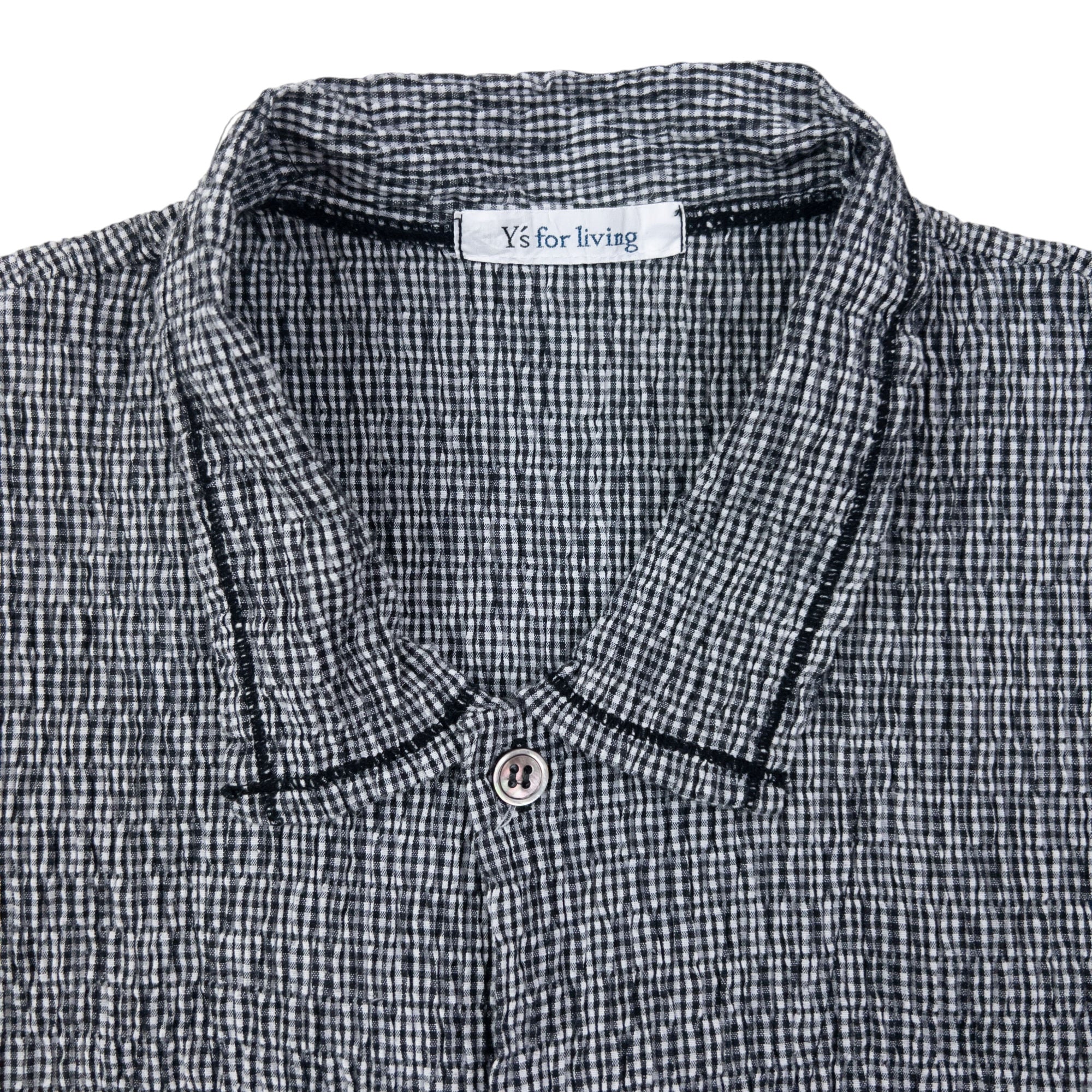 Vintage Yohji Yamamoto Checkered Ruched Button Up Shirt Size M