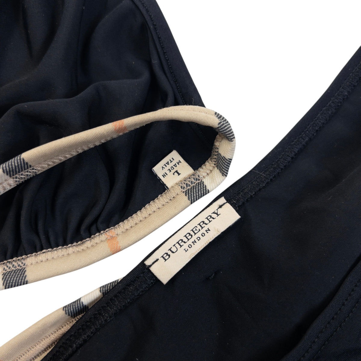 Vintage 2000s Burberry Nova Check Trim Bikini Set Womens Size L