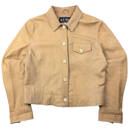 Vintage 2000s Armani Jeans Button Up Leather Jacket Womens Size M