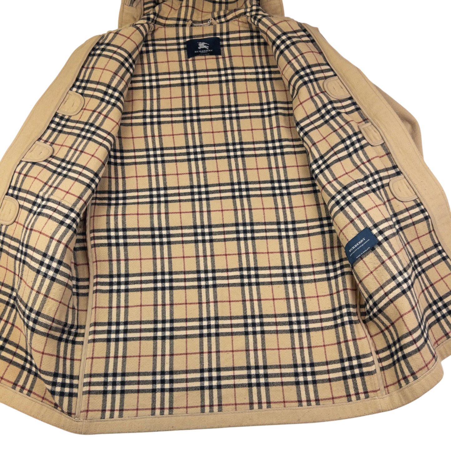 Vintage Burberry Nova Check Lined Wool Duffel Coat Jacket Size XL