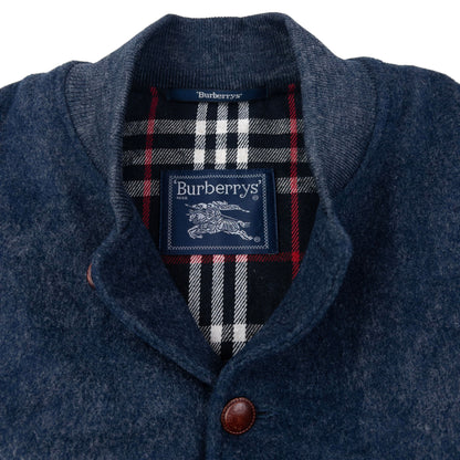 Vintage Burberry Button Up Wool Bomber Jacket Size L