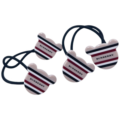 Vintage 2000s Burberry Nova Stripe Bear Hair Ties