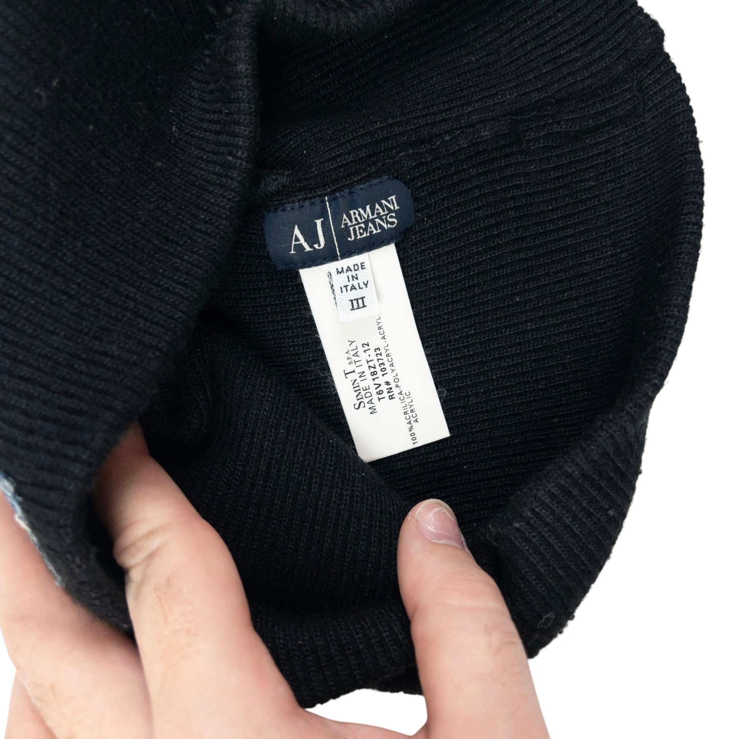 Vintage Armani Jeans Ribbed Beanie Hat