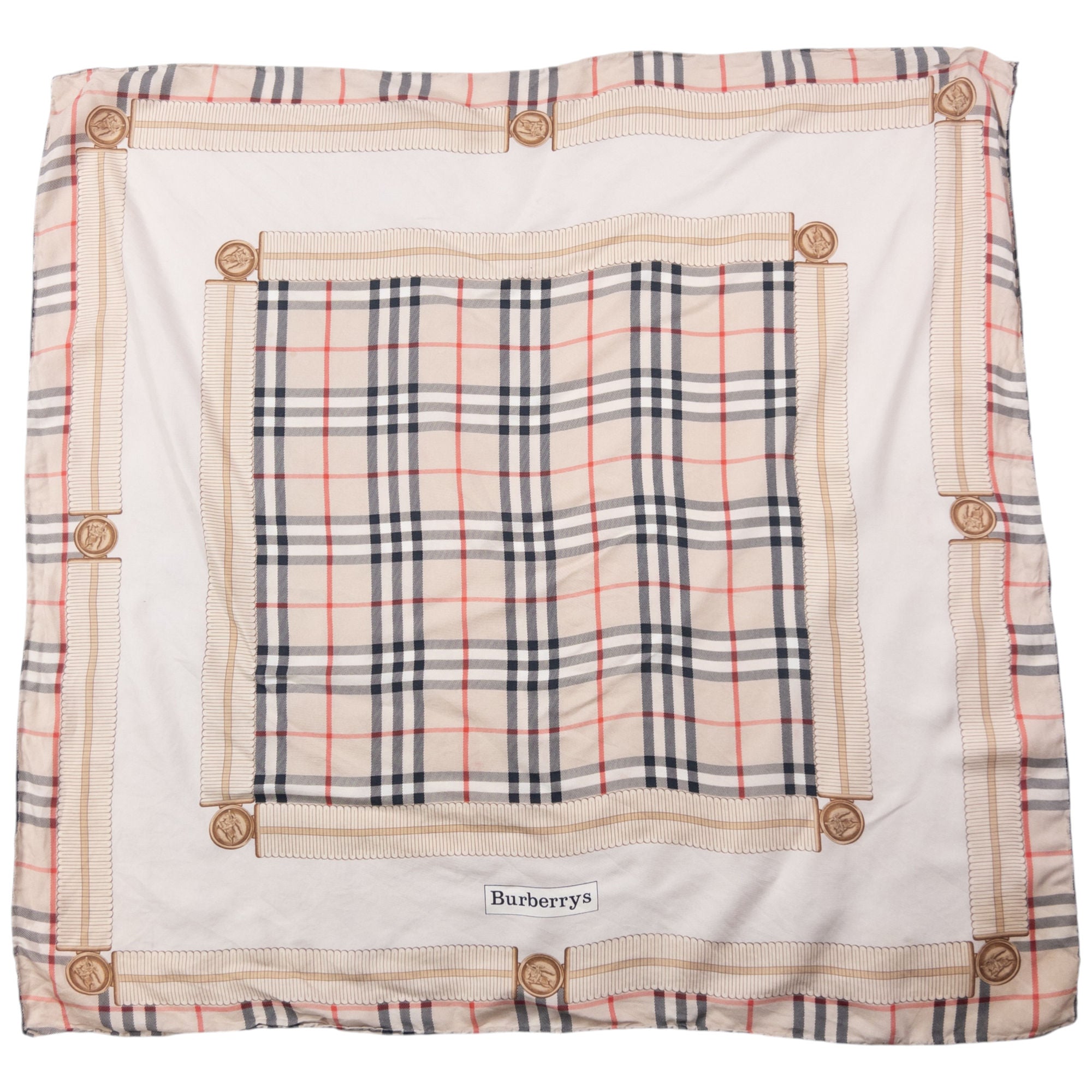 Vintage 90s Burberry Nova Check Silk Scarf