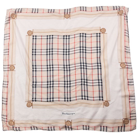 Vintage 90s Burberry Nova Check Silk Scarf