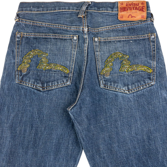 Vintage Evisu Double Gull Embroidered Japanese Denim Jeans Size W32