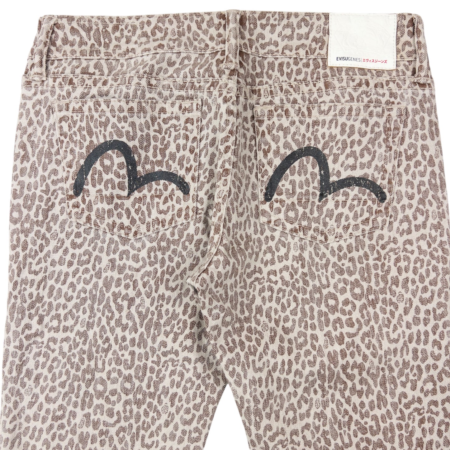 Vintage Evisu Double Gull Leopard Print Japanese Denim Jeans Size W30