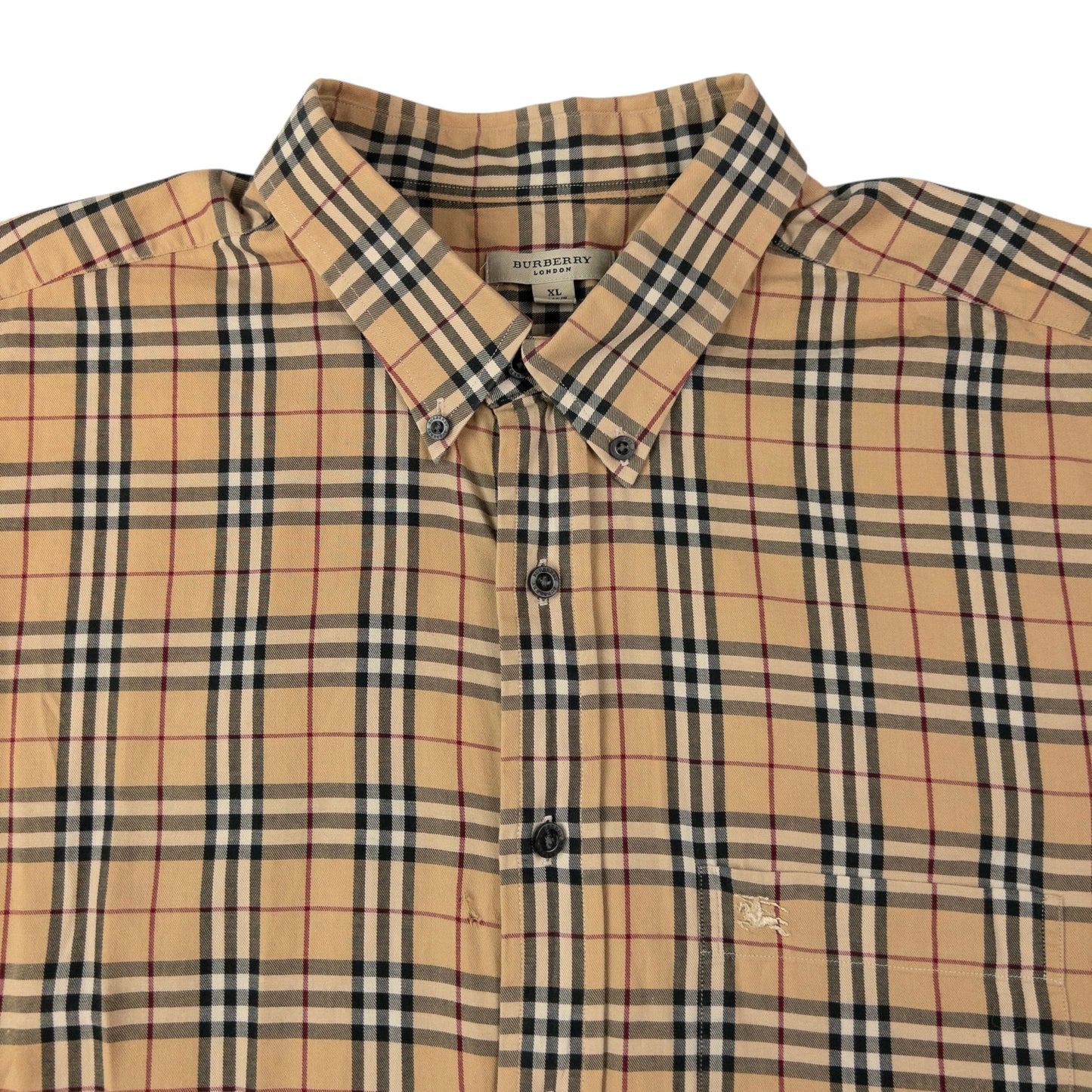 Vintage Burberry Nova Check Short Sleeve Button Up Shirt Size XL