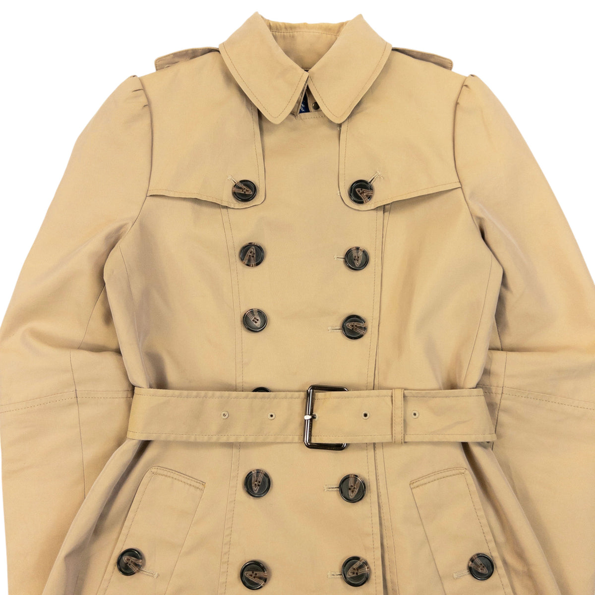 Vintage 2000s Burberry Blue Label Nova Check Lined Trench Jacket Womens Size XS
