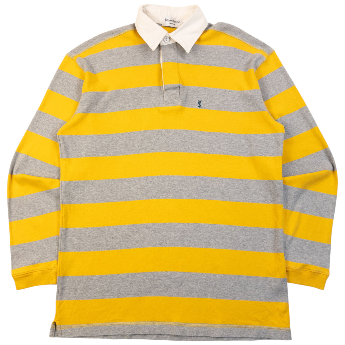 Vintage 2000s YSL Yves Saint Laurent Striped Long Sleeve Polo Shirt Size M