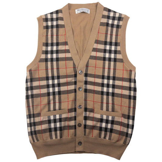 Vintage Burberry Nova Check Wool Sweater Vest Size M