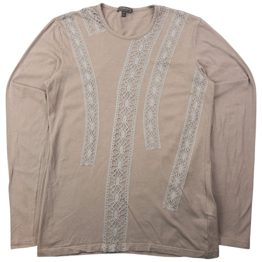Vintage Burberry Lace Detail Long Sleeve T Shirt Size S