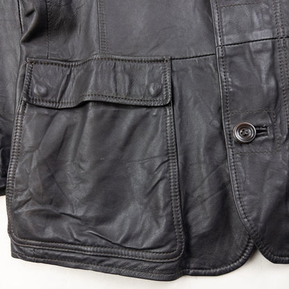 Vintage Armani Jeans Zip Up Leather Jacket Size M