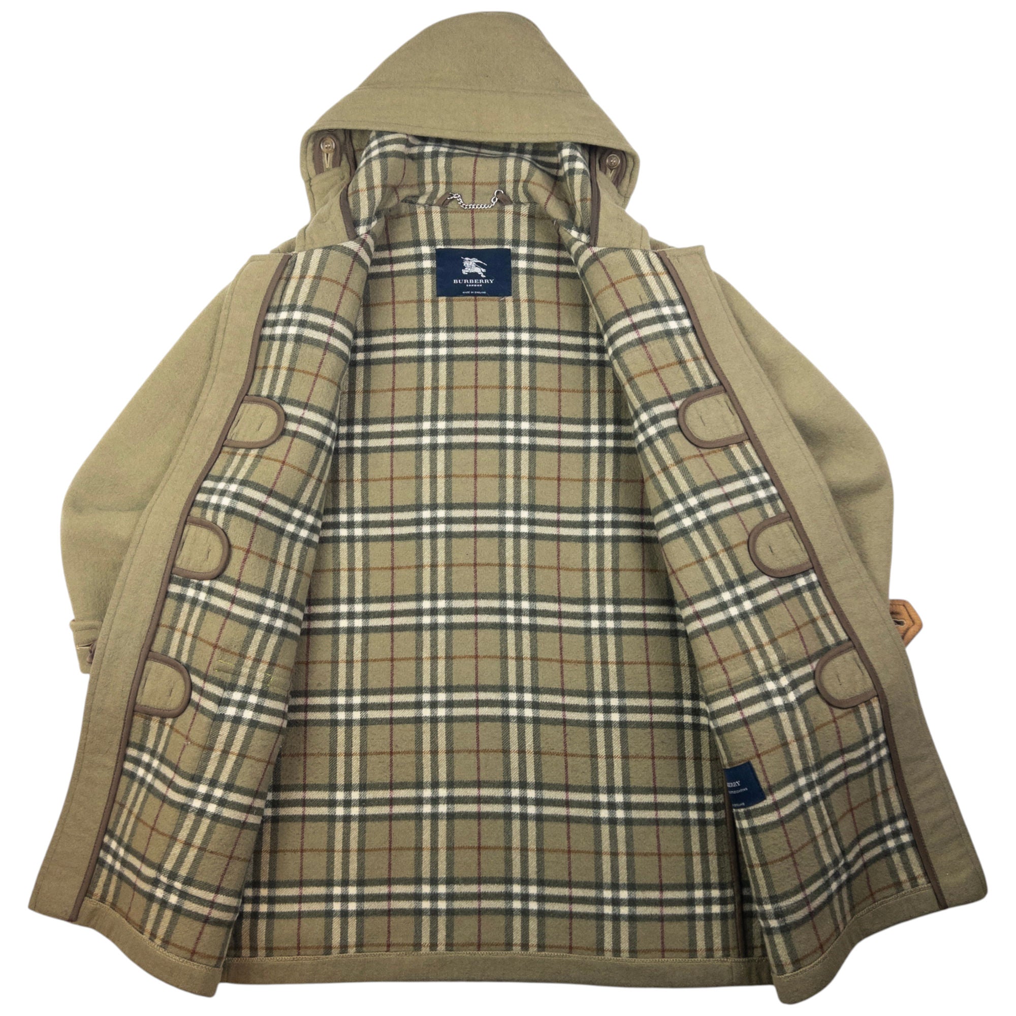 Vintage Burberry Nova Check Lined Wool Duffle Jacket Size L