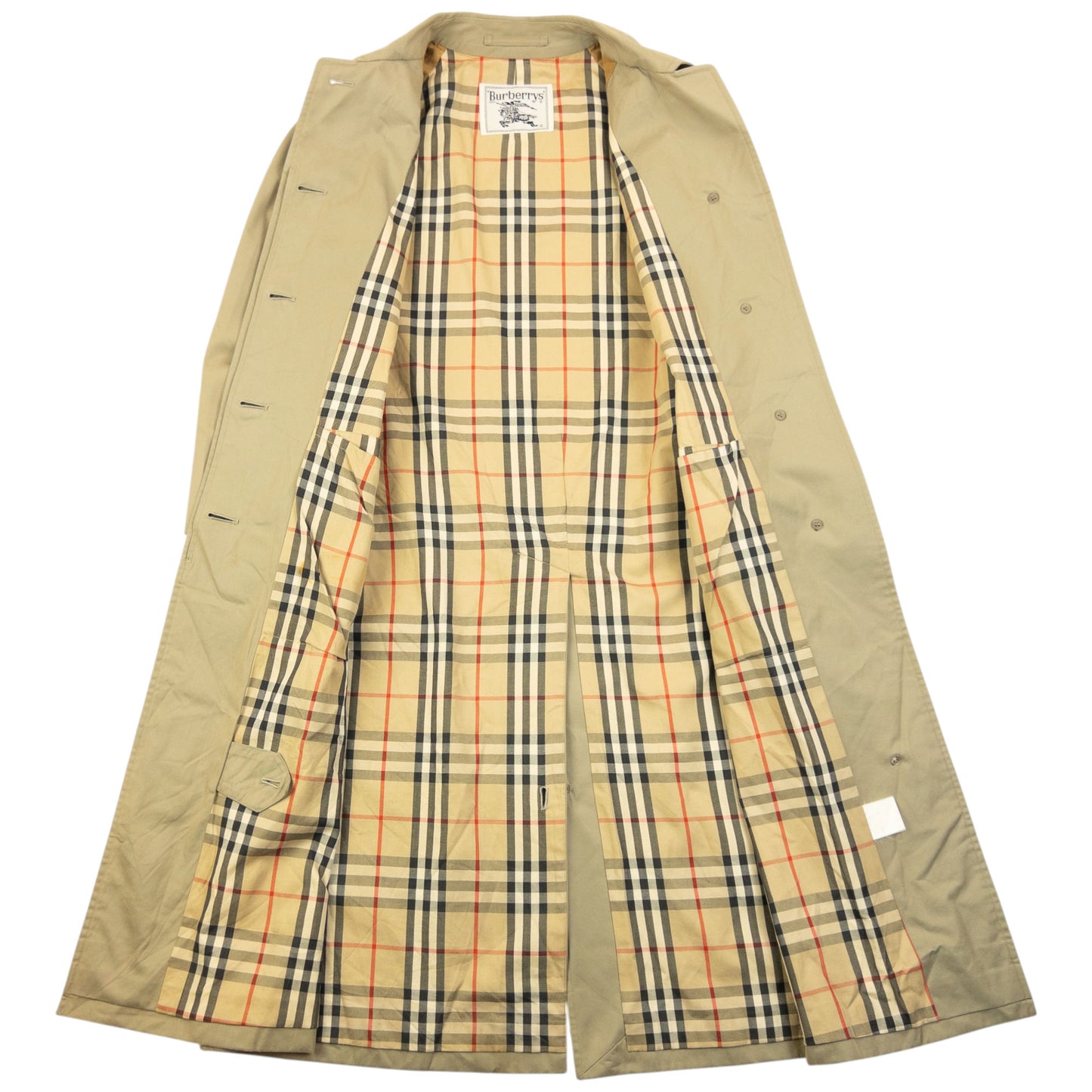 Vintage 90  Burberry Nova Check Lined Belt Waist Trench Jacket Womens Size M
