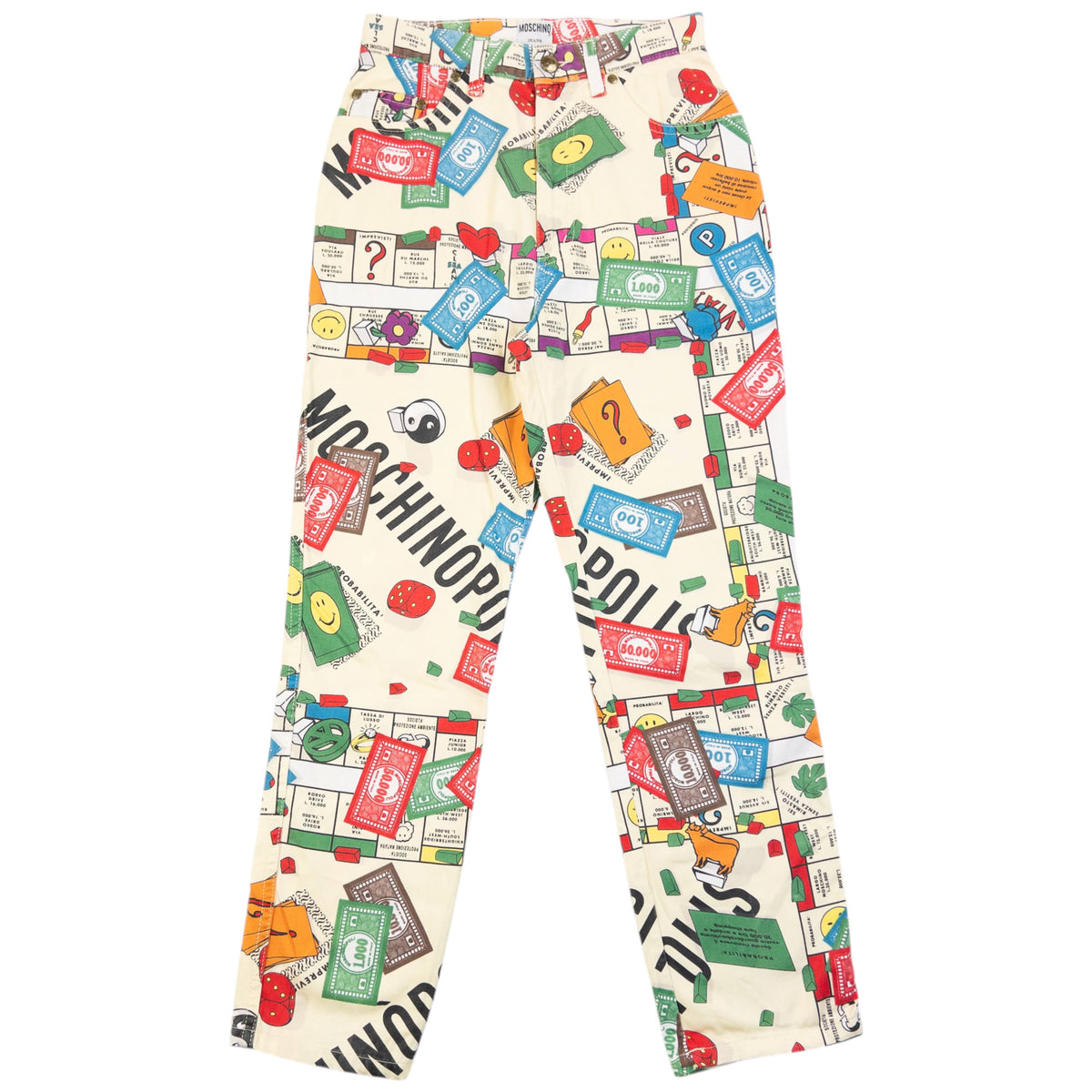 Vintage 90s Moschino Jeans Monopoly Parody Print Trousers, photo 3