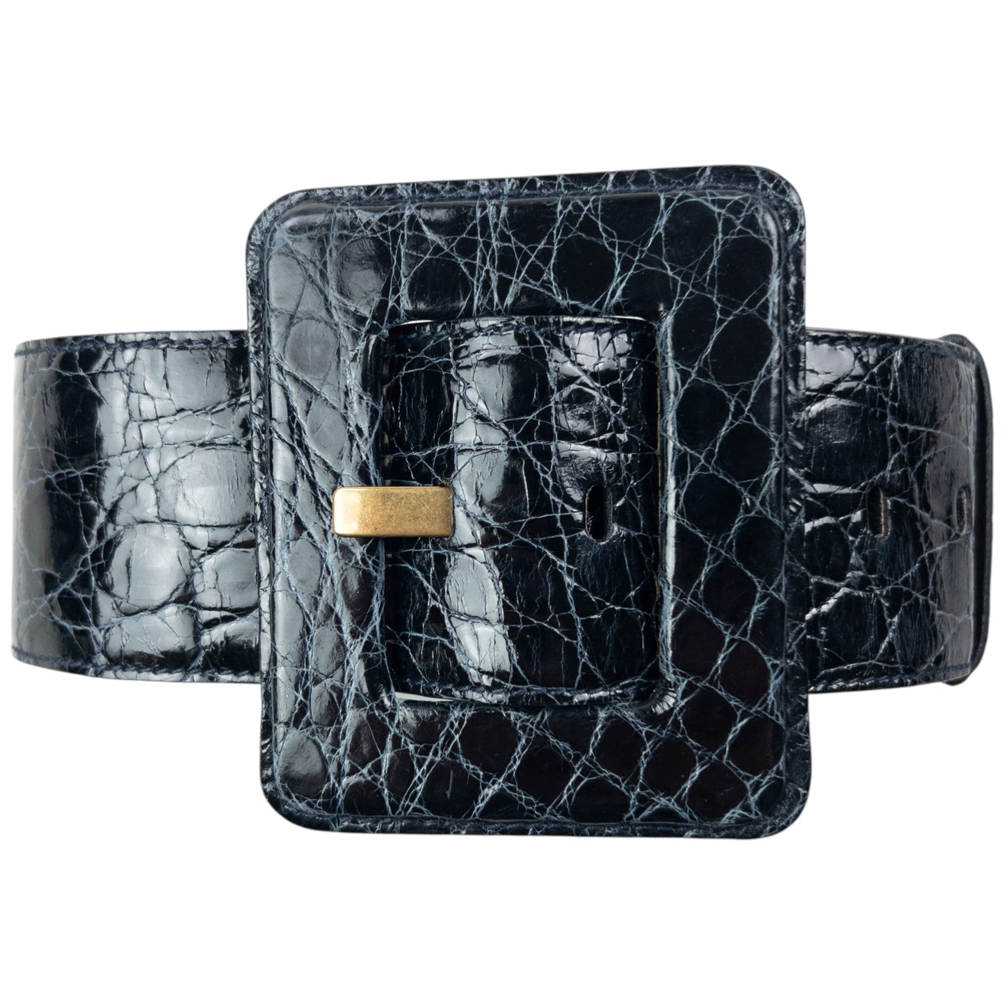Vintage 90s YSL Yves Saint Laurent Crocodile Embossed Leather Belt Size M
