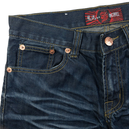 Vintage Oniarai Embroidered Monster Japanese Denim Jeans Size W32