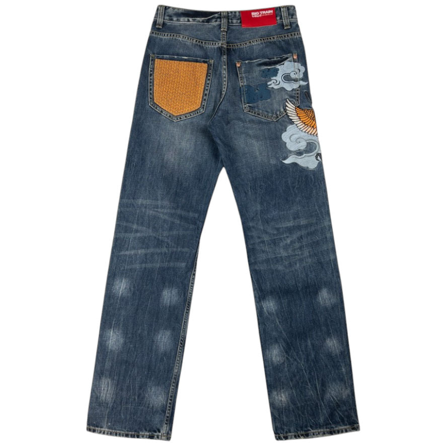 Vintage Big Train Embroidered Eagle Japanese Denim Jeans Size W29
