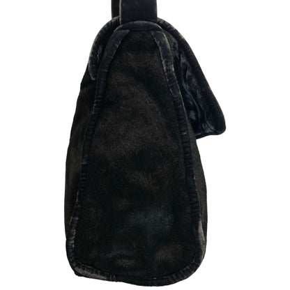 Vintage 90s Giorgio Armani Fur Velour Shoulder Bag