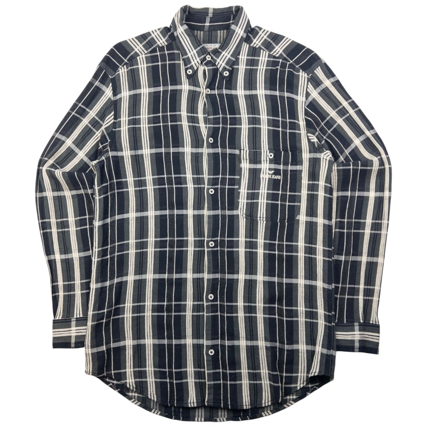 Vintage Armani Jeans Checkered Long Sleeve Button Up Shirt Size M