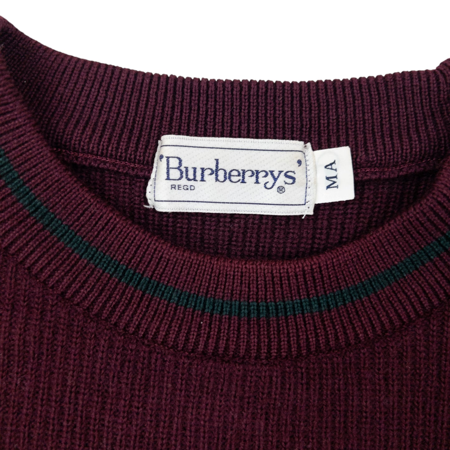 Vintage 90s Burberry Embroidered Wool Knit Jumper Size XS