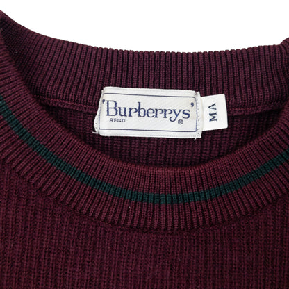 Vintage 90s Burberry Embroidered Wool Knit Jumper Size XS