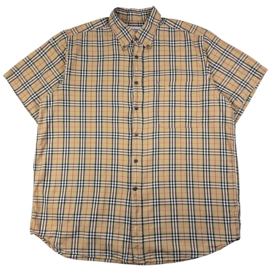 Vintage Burberry Nova Check Short Sleeve Button Up Shirt Size XL
