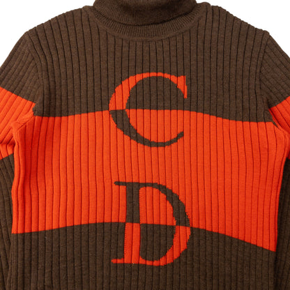 Vintage Dior Sports Ribbed Knit Turtleneck Jumper Womens Size S