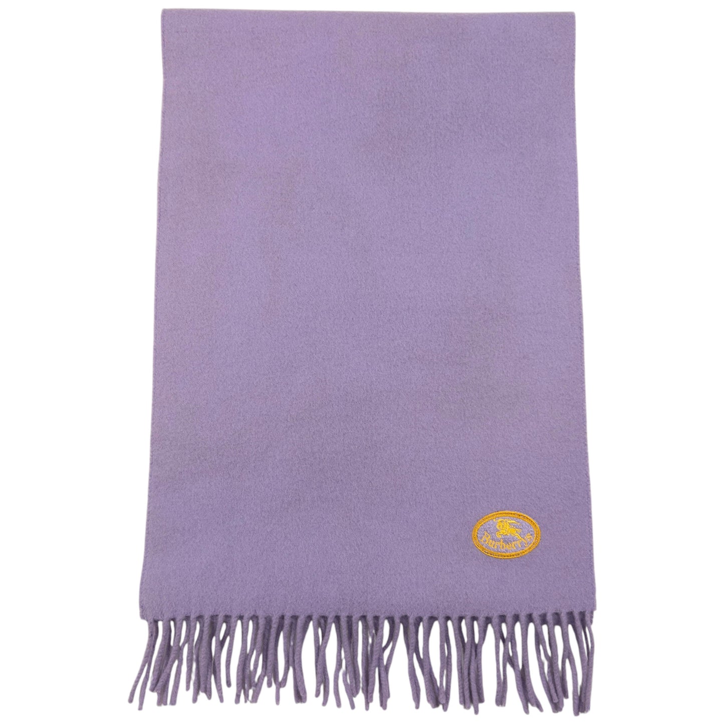 Vintage Burberry Embroidered Crest Lambswool Tassel Scarf