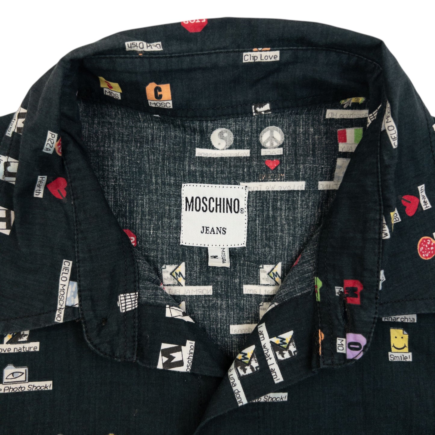 Vintage 90s Moschino Jeans Desktop Icon Long Sleeve Button Up Shirt Size M